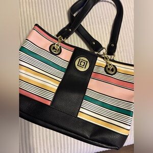 Liz Claiborne Black and Pink Shoulder Bag with Structured Design